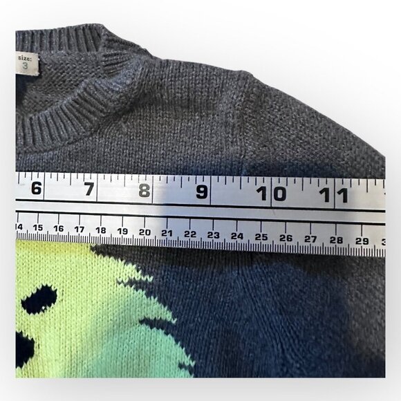 Crewcuts by JCrew Kids Gray Sweater with Neon Glow In Dark Monster Boys Size 3T - Picture 11 of 13